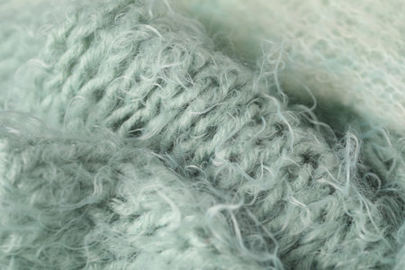 Texture of turquoise wool fabric as background, closeupの写真素材