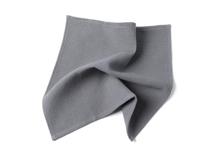 Clean grey waffle towel isolated on white, top viewの写真素材