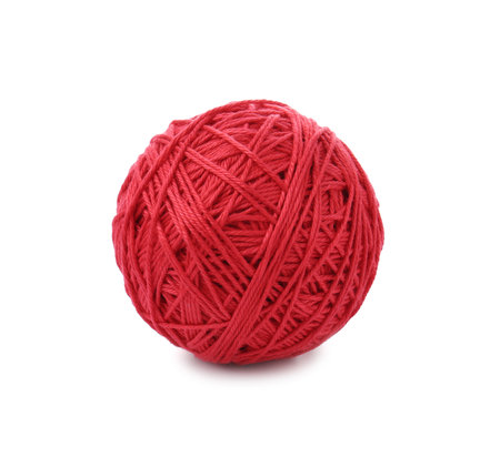 One ball of yarn isolated on whiteの写真素材