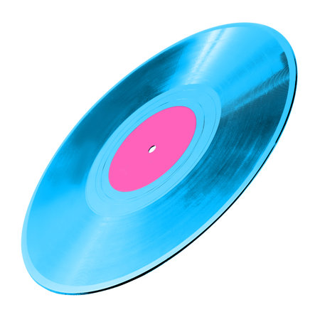 One color vinyl record on white backgroundの写真素材