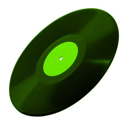 One color vinyl record on white backgroundの写真素材