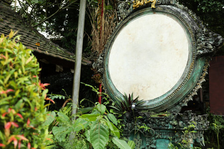 Blank sign near building and plants outdoorsの写真素材
