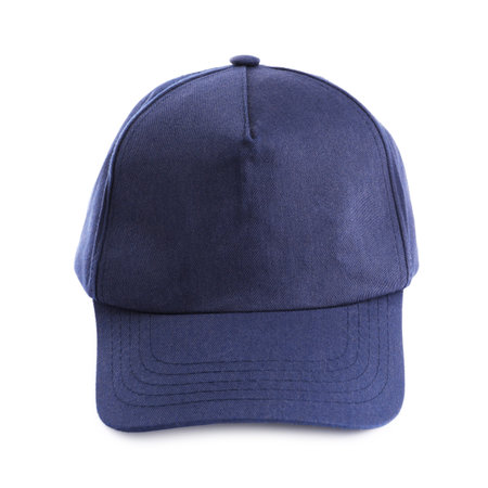 Dark blue baseball hat isolated on whiteの写真素材
