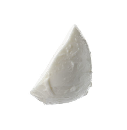 Slice of mozzarella cheese isolated on white