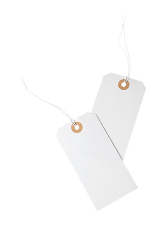 Blank tags with strings isolated on whiteの写真素材