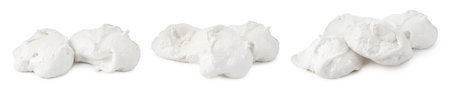 Yummy meringue cookies isolated on white, collageの写真素材