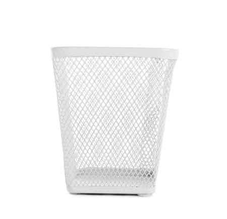 One empty pen holder isolated on whiteの写真素材