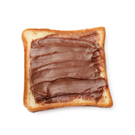 Sandwich with chocolate butter isolated on white, top viewの写真素材