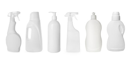Bottles with detergents isolated on white, setの写真素材