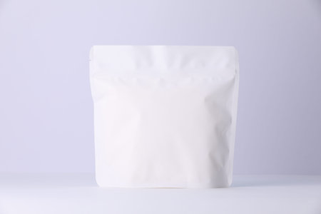 Zipper stand-up pouch on white background. Mockup for designの写真素材