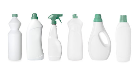 Bottles with detergents isolated on white, setの写真素材