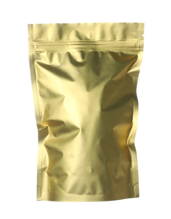 One zipper stand-up pouch isolated on white. Mockup for designの写真素材