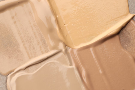Colorful skin foundations as background, top viewの写真素材