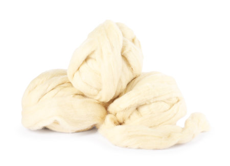 Soft wool for felting isolated on whiteの写真素材