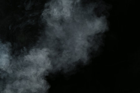 Beautiful hookah smoke on black background, closeupの写真素材