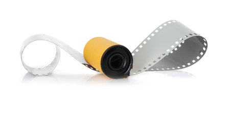 Roll of photographic film isolated on whiteの写真素材