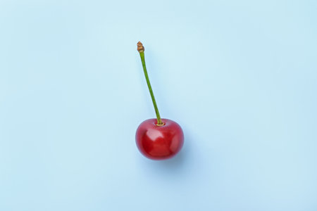 Fresh ripe cherry on light background, top viewの写真素材