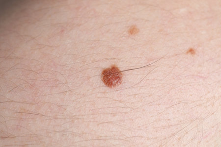 Woman with moles on her body, closeupの写真素材