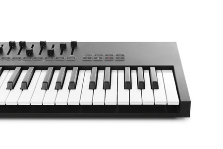 One portable MIDI keyboard isolated on white
