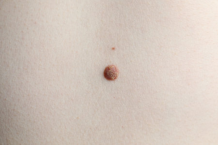 Woman with mole on her skin, macro viewの写真素材