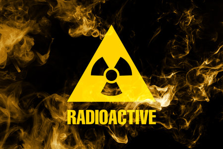 Yellow toxic smoke against black backgroundの写真素材