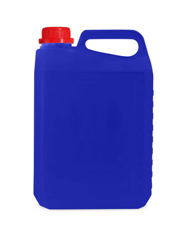 One blue plastic canister on white background