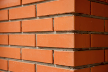 Texture of red brick wall as background, closeup