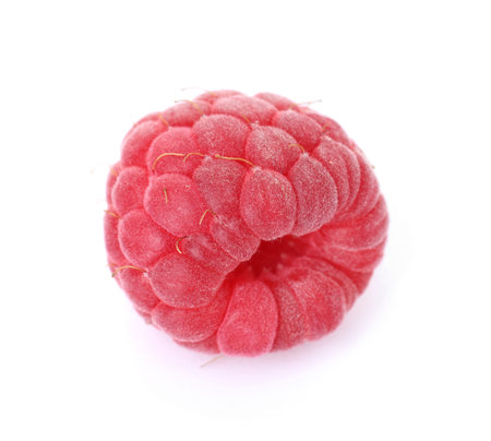 One fresh tasty raspberry isolated on white