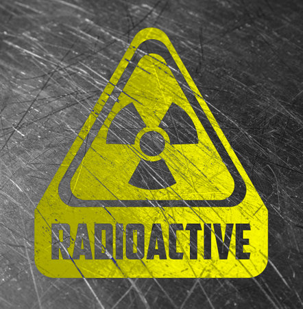 Sign on scratched metal surface.の写真素材