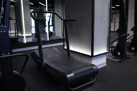 Modern professional treadmill in gym. Healthy lifestyle