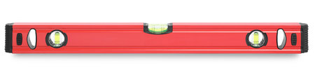 Red bubble level isolated on white. Building measuring instrument