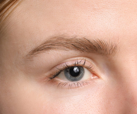 Eyebrow styling. Young woman with beautiful eyebrow, closeup
