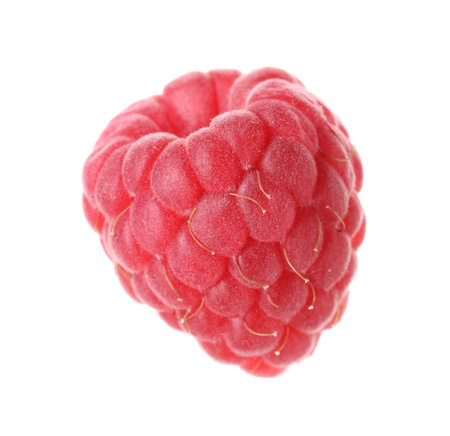 One fresh tasty raspberry isolated on white