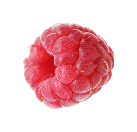 One fresh tasty raspberry isolated on white
