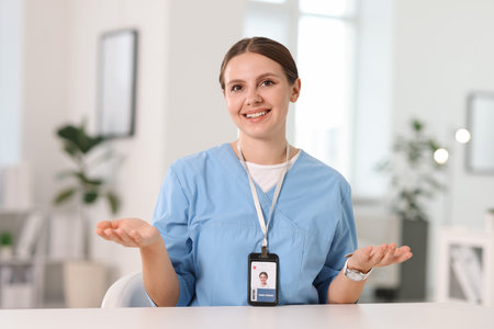 Telemedicine. Doctor having video call with patient, view from cameraの写真素材