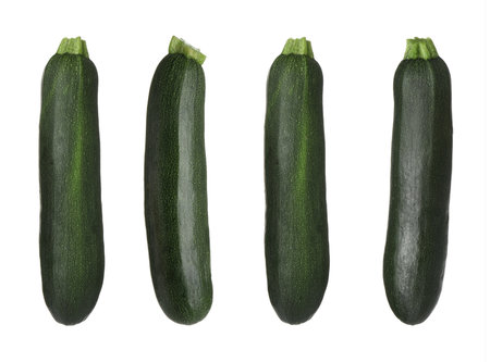 Fresh ripe zucchinis isolated on white, collageの写真素材