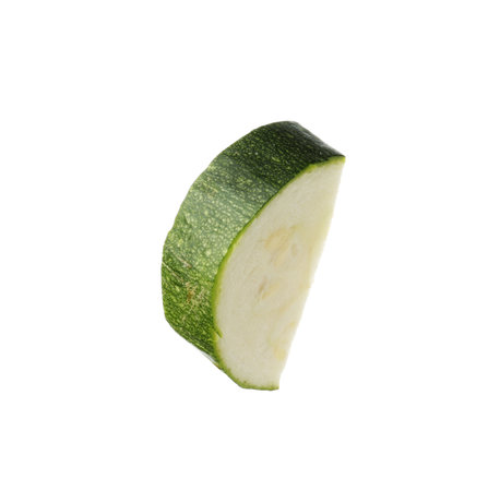 Piece of fresh zucchini isolated on whiteの写真素材