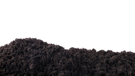 Pile of fresh soil isolated on whiteの写真素材