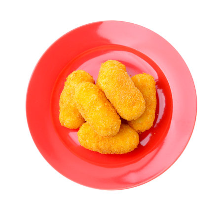 Fried croquettes isolated on white, top viewの写真素材