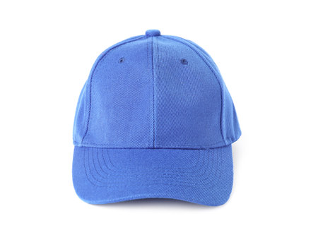 One blue baseball cap isolated on white. Mockup for designの写真素材