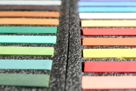 Set of colorful chalk pastels as background, closeupの写真素材