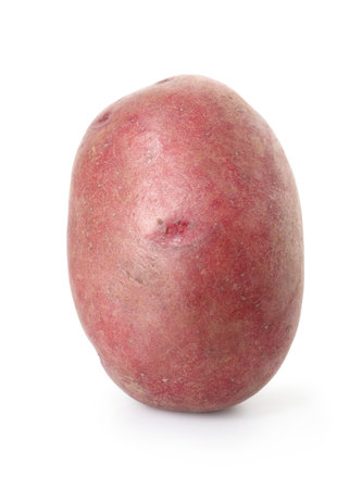 Fresh ripe red potato isolated on whiteの写真素材