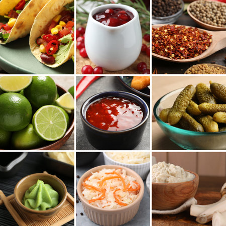 Foods with sour or tangy taste, collageの写真素材