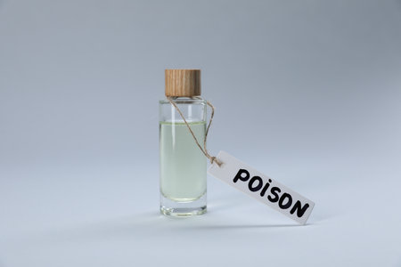 Bottle with poison on light grey backgroundの写真素材