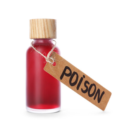 One bottle with poison isolated on whiteの写真素材