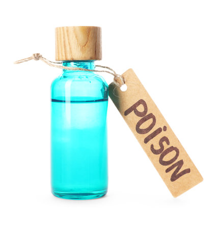One bottle with poison isolated on whiteの写真素材