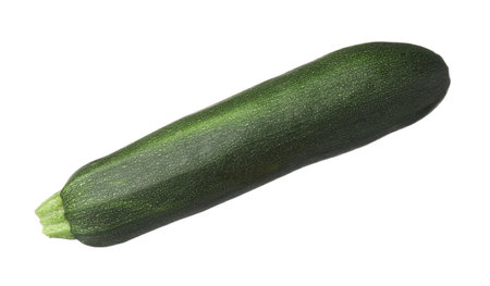 One fresh ripe zucchini isolated on whiteの写真素材