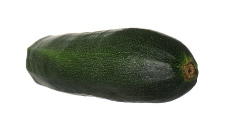 One fresh ripe zucchini isolated on whiteの写真素材