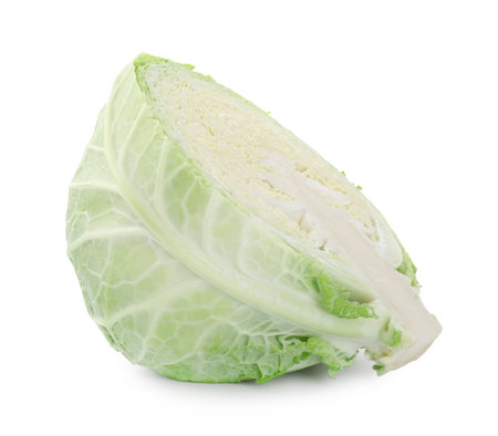 Half of fresh Savoy cabbage isolated on white