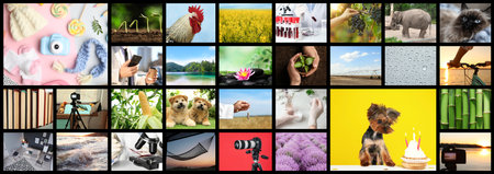 Set of different pictures combined into collage. Banner designの写真素材